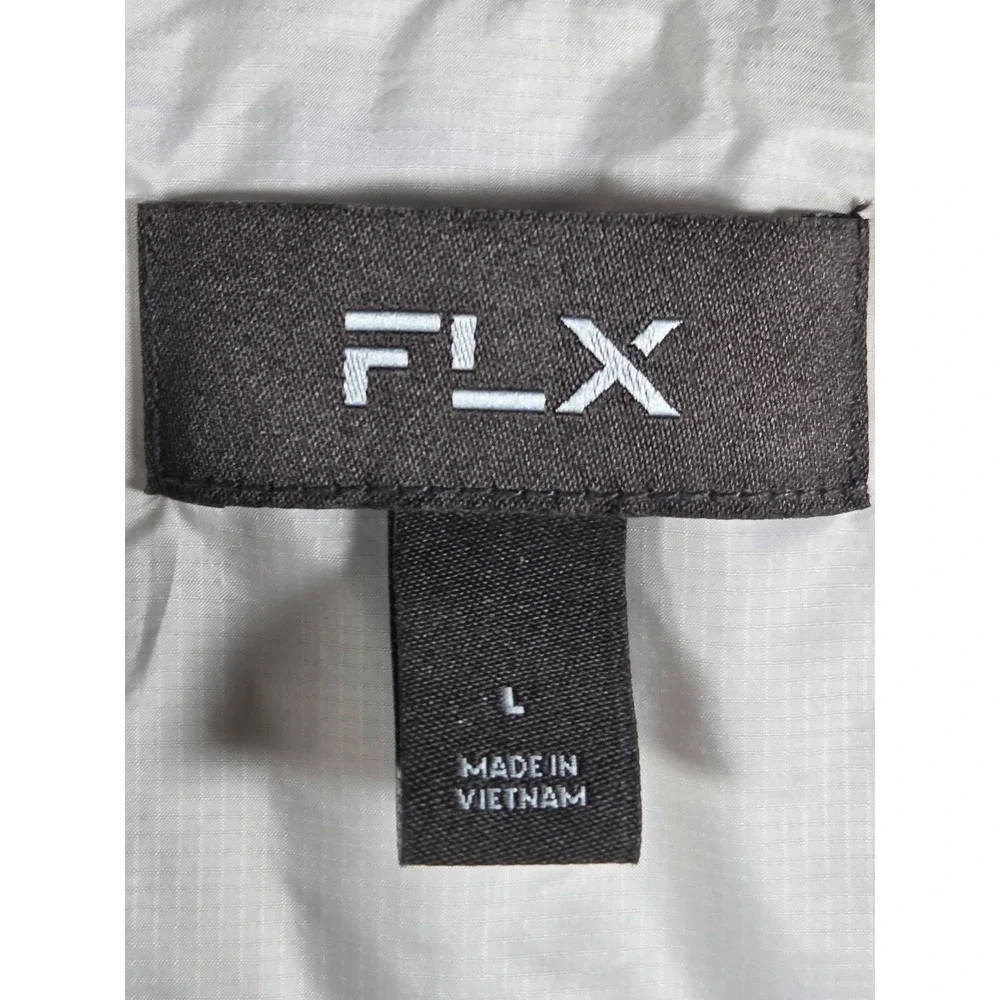 FLX Windbreaker Jacket Large Off-White Mens Full Zip Ripstop Reflective Pocket
